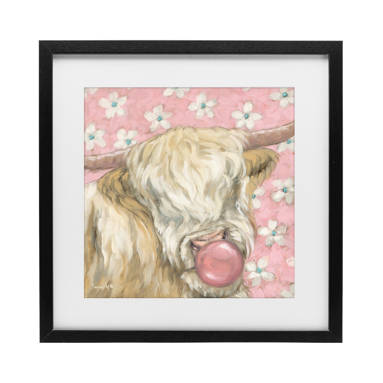 Stupell Industries Bubblegum Cutie Cattle Framed Print Under Glass, design by Sara G. Designs